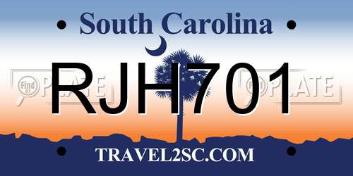 RJH701 South Carolina License Plate