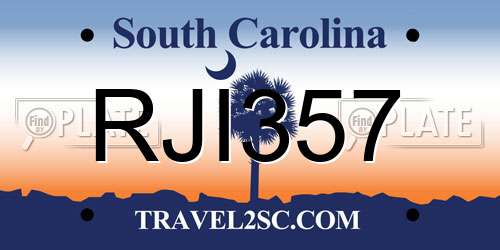 RJI357 South Carolina License Plate