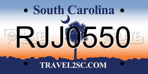 RJJ0550 South Carolina License Plate