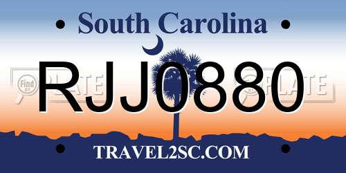 RJJ0880 South Carolina License Plate