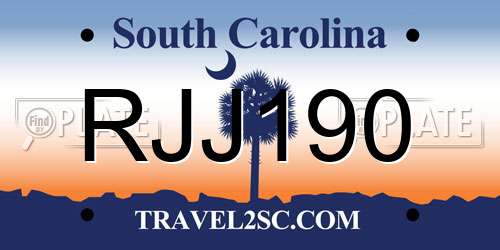 RJJ190 South Carolina License Plate