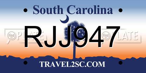 RJJ947 South Carolina License Plate