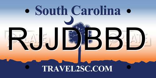 RJJDBBD South Carolina License Plate