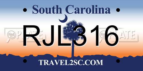 RJL316 South Carolina License Plate