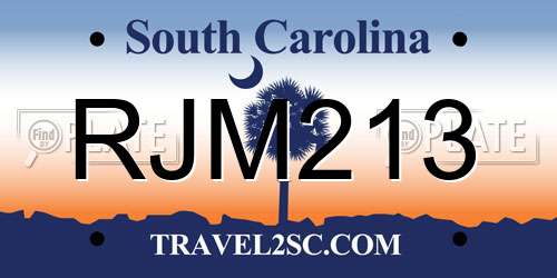 RJM213 South Carolina License Plate