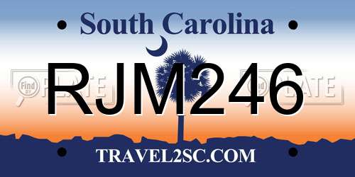 RJM246 South Carolina License Plate