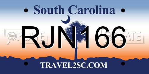 RJN166 South Carolina License Plate