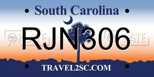 RJN306 South Carolina License Plate