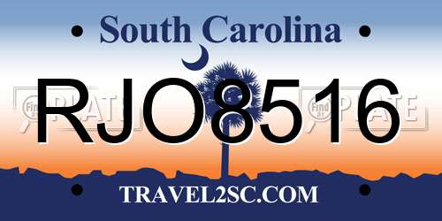 RJO8516 South Carolina License Plate