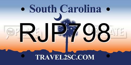 RJP798 South Carolina License Plate