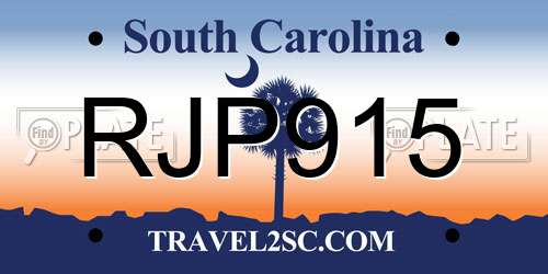 RJP915 South Carolina License Plate