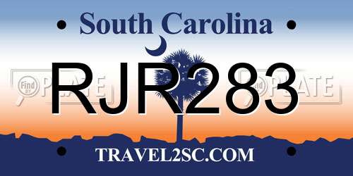 RJR283 South Carolina License Plate