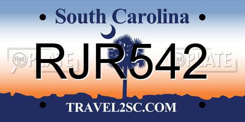 RJR542 South Carolina License Plate