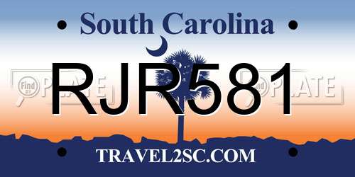 RJR581 South Carolina License Plate