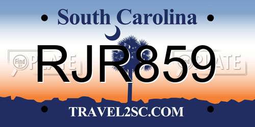 RJR859 South Carolina License Plate