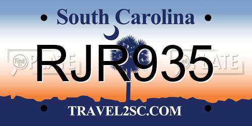 RJR935 South Carolina License Plate