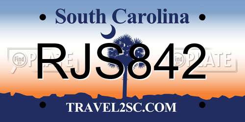 RJS842 South Carolina License Plate