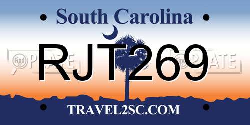 RJT269 South Carolina License Plate