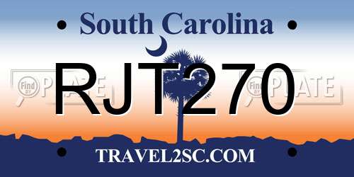 RJT270 South Carolina License Plate
