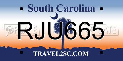RJU665 South Carolina License Plate