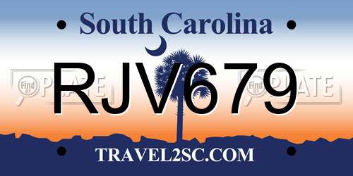 RJV679 South Carolina License Plate
