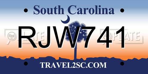 RJW741 South Carolina License Plate