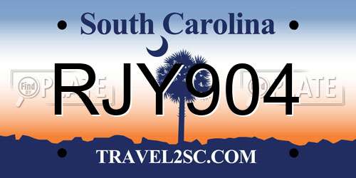RJY904 South Carolina License Plate