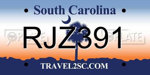RJZ391 South Carolina License Plate