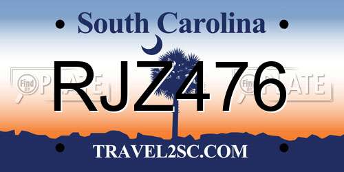 RJZ476 South Carolina License Plate