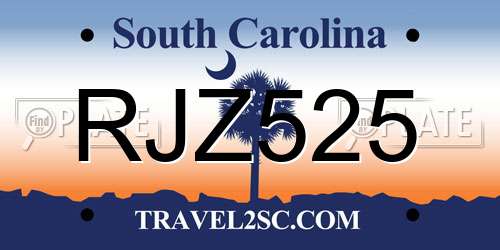 RJZ525 South Carolina License Plate