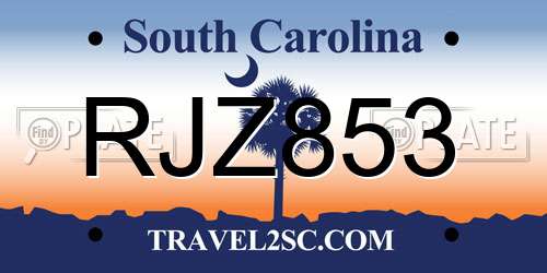 RJZ853 South Carolina License Plate