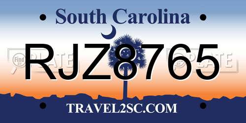 RJZ8765 South Carolina License Plate
