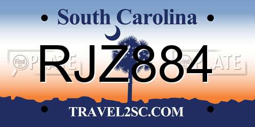 RJZ884 South Carolina License Plate