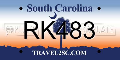 RK483 South Carolina License Plate
