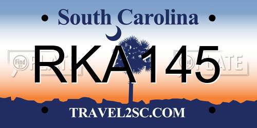 RKA145 South Carolina License Plate