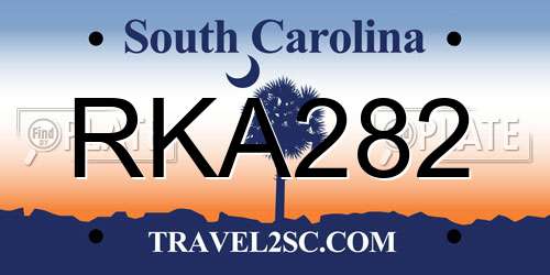 RKA282 South Carolina License Plate