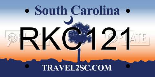 RKC121 South Carolina License Plate