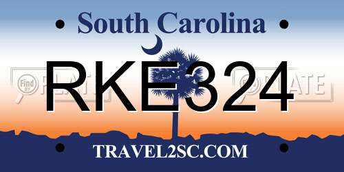 RKE324 South Carolina License Plate
