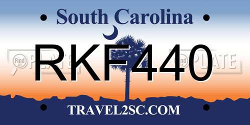 RKF440 South Carolina License Plate