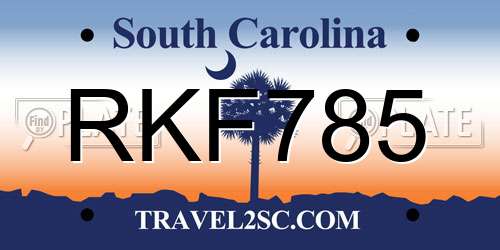 RKF785 South Carolina License Plate