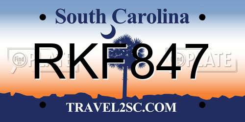 RKF847 South Carolina License Plate