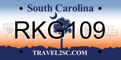 RKG109 South Carolina License Plate