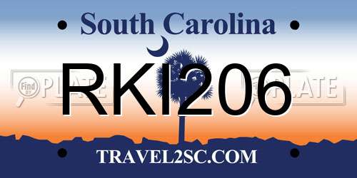 RKI206 South Carolina License Plate