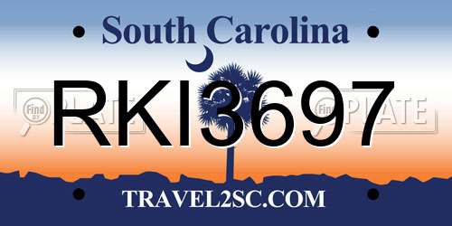 RKI3697 South Carolina License Plate