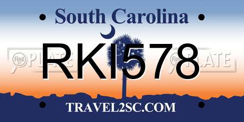 RKI578 South Carolina License Plate
