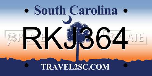 RKJ364 South Carolina License Plate