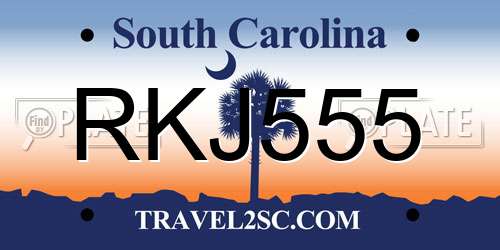 RKJ555 South Carolina License Plate