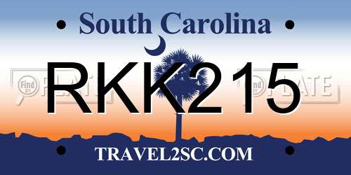 RKK215 South Carolina License Plate