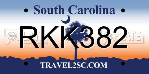 RKK382 South Carolina License Plate
