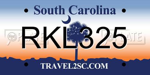 RKL325 South Carolina License Plate